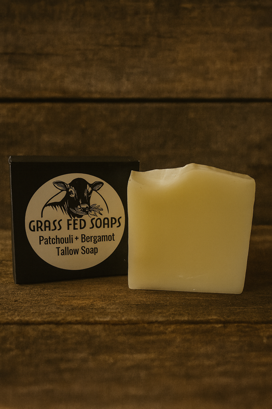 Grass Fed Tallow Soap Bar - Patchouli + Bergamot