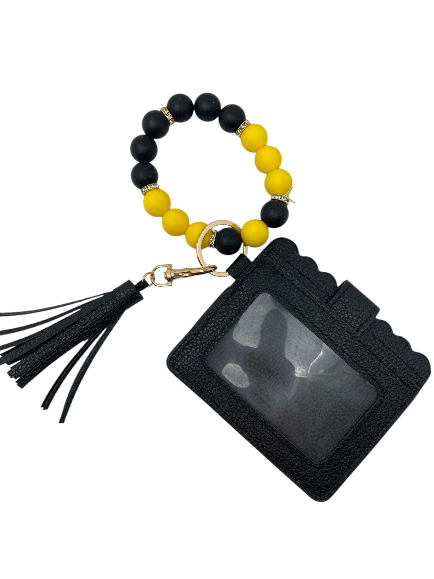 Black & Gold Beaded Wristlet
