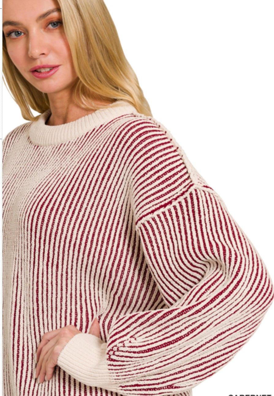 Two Tone Crew Neck Sweater