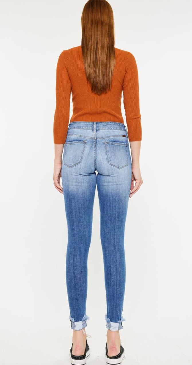 KANCAN MID RISE CUFFED SUPER SKINNY JEANS