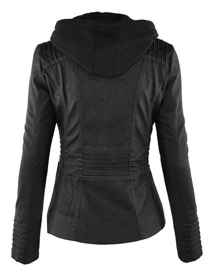 Hooded Faux leather Jacket