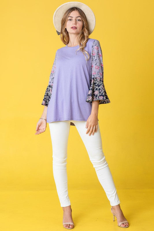 Color Block Ruffle Sleeve Tunic