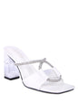 FINEAPPLE CRYSTAL LOOP MID HEEL SANDALS