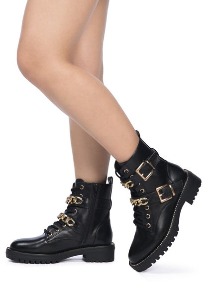 BILLY ATTA GIRL METAL CHAIN DETAIL BIKE BOOT