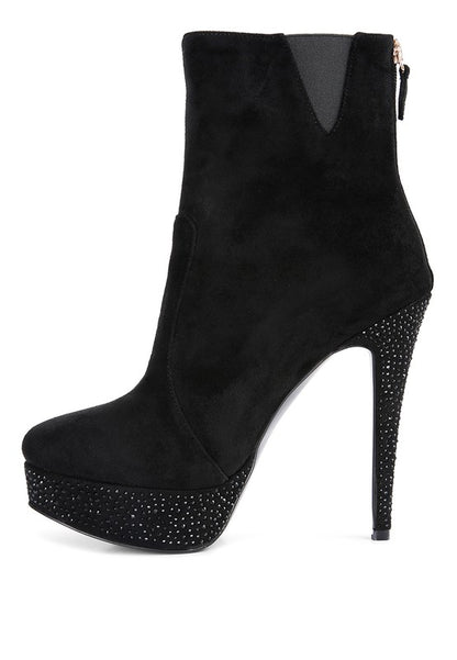 Espiree Microfiber High Heeled Ankle Boots