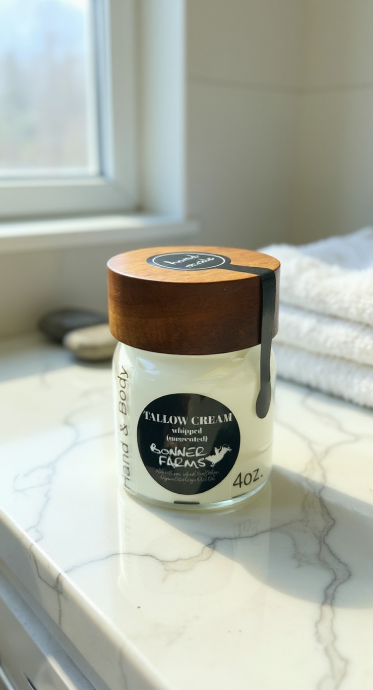 🌿 Unscented Grass-Fed Tallow for Hands & Body 4 oz.