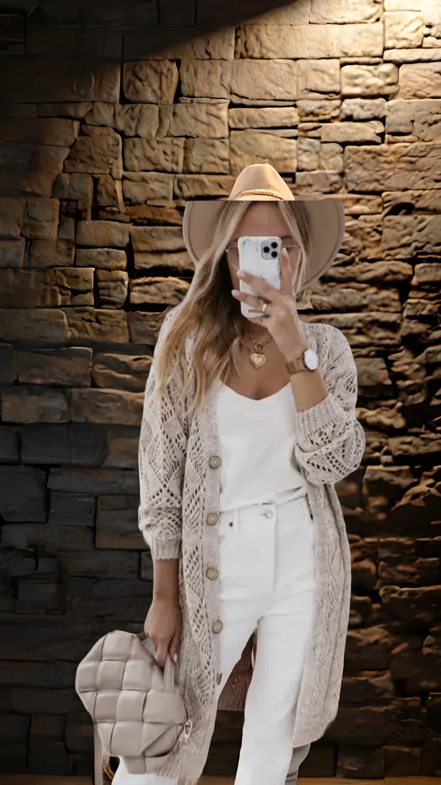 Tan Knit Button Cardigan