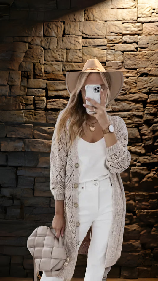 Tan Knit Button Cardigan