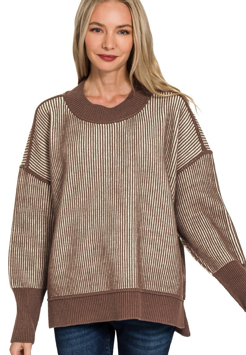 Two Tone Mocha Soft Sweater
