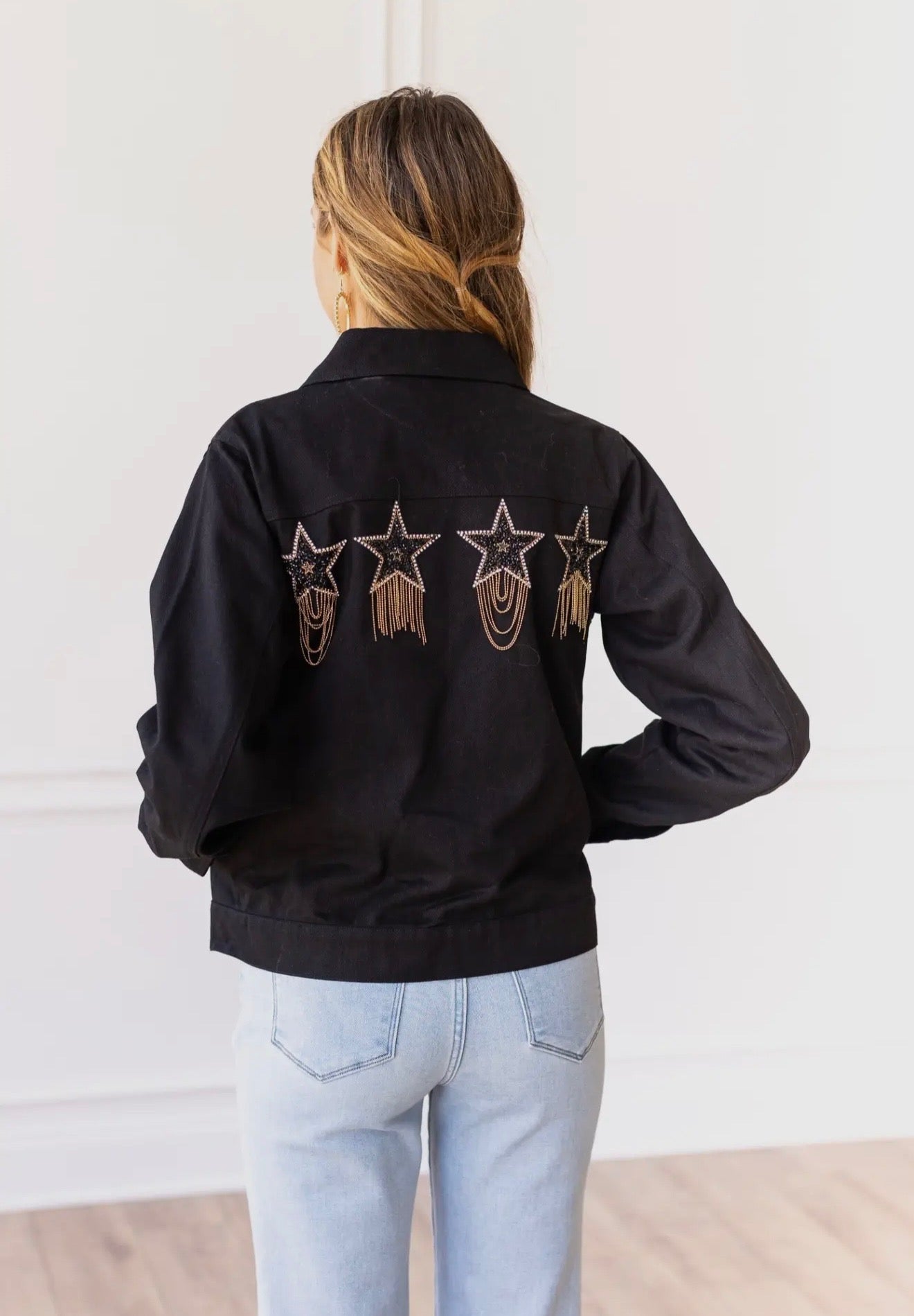Cosmic Black & Gold Denim Jacket