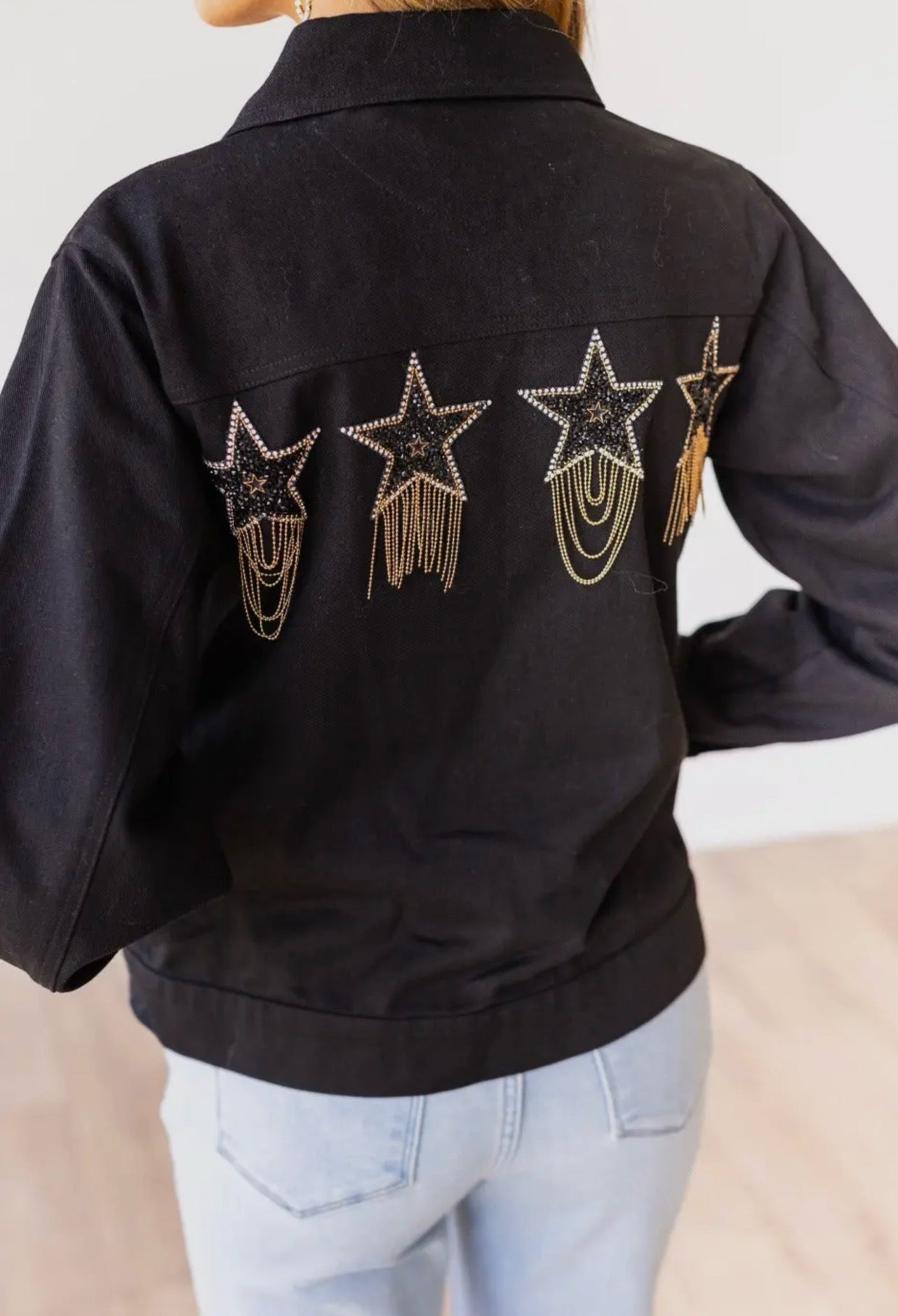 Cosmic Black & Gold Denim Jacket