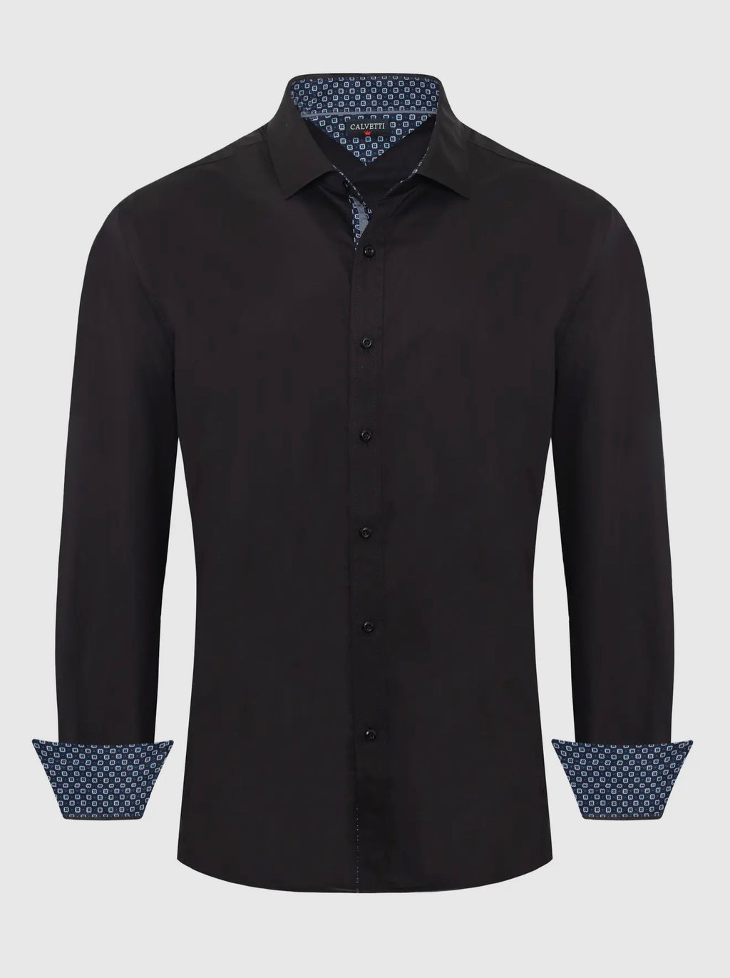 Calvetti Mens Black Button Dress Shirt