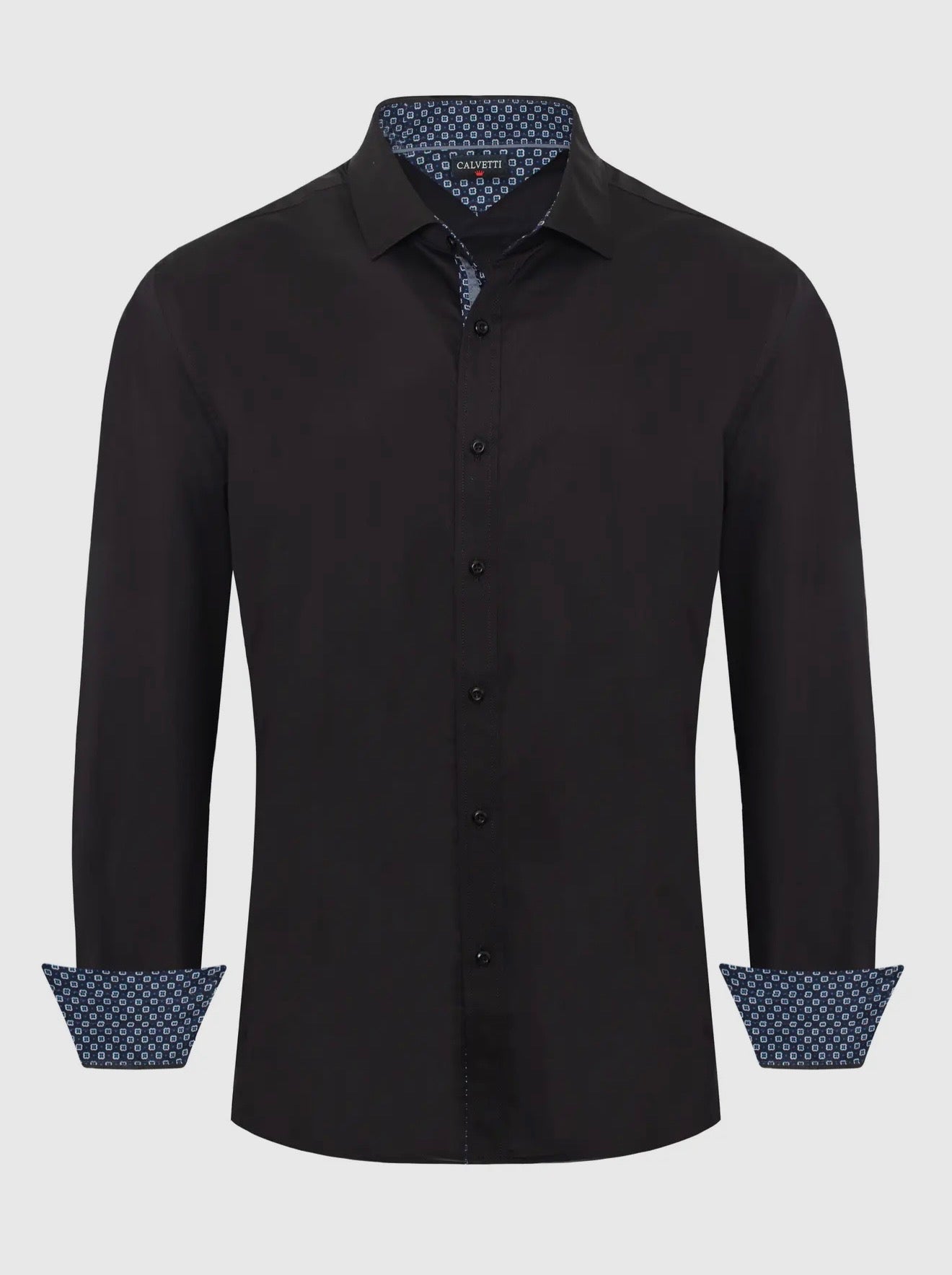 Calvetti Mens Black Button Dress Shirt