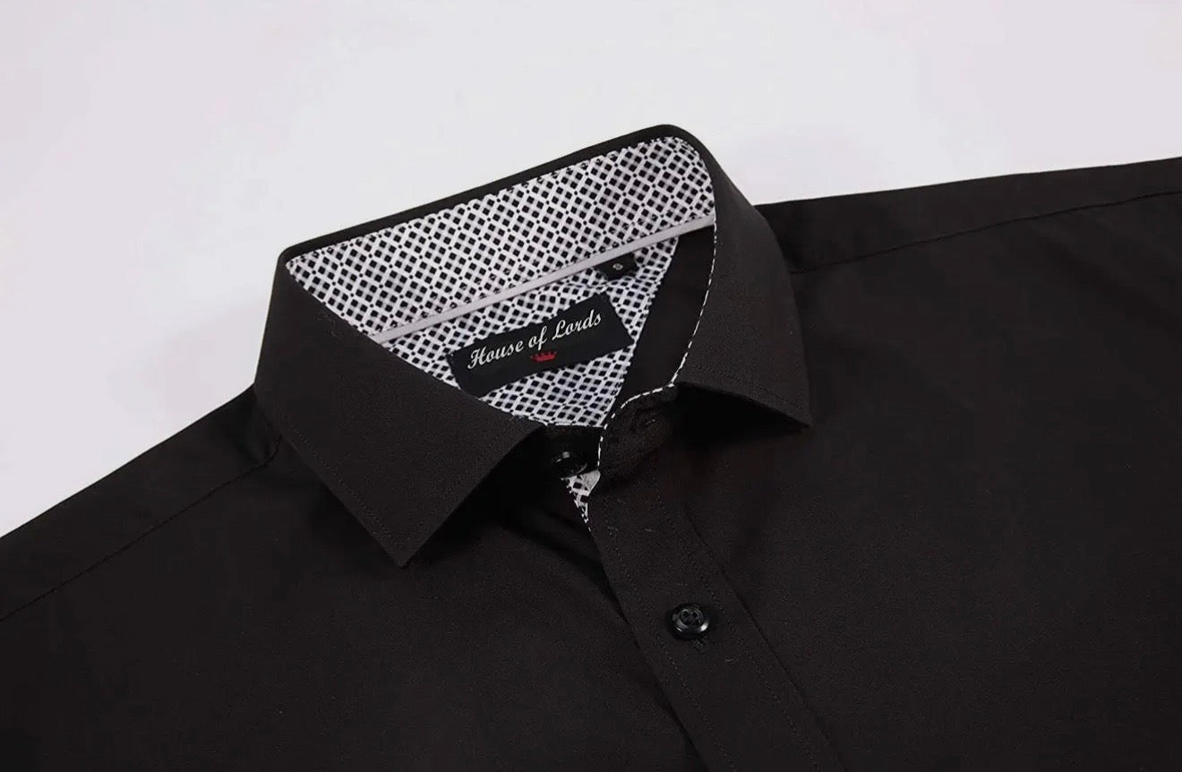 Calvetti Mens Black Button Dress Shirt