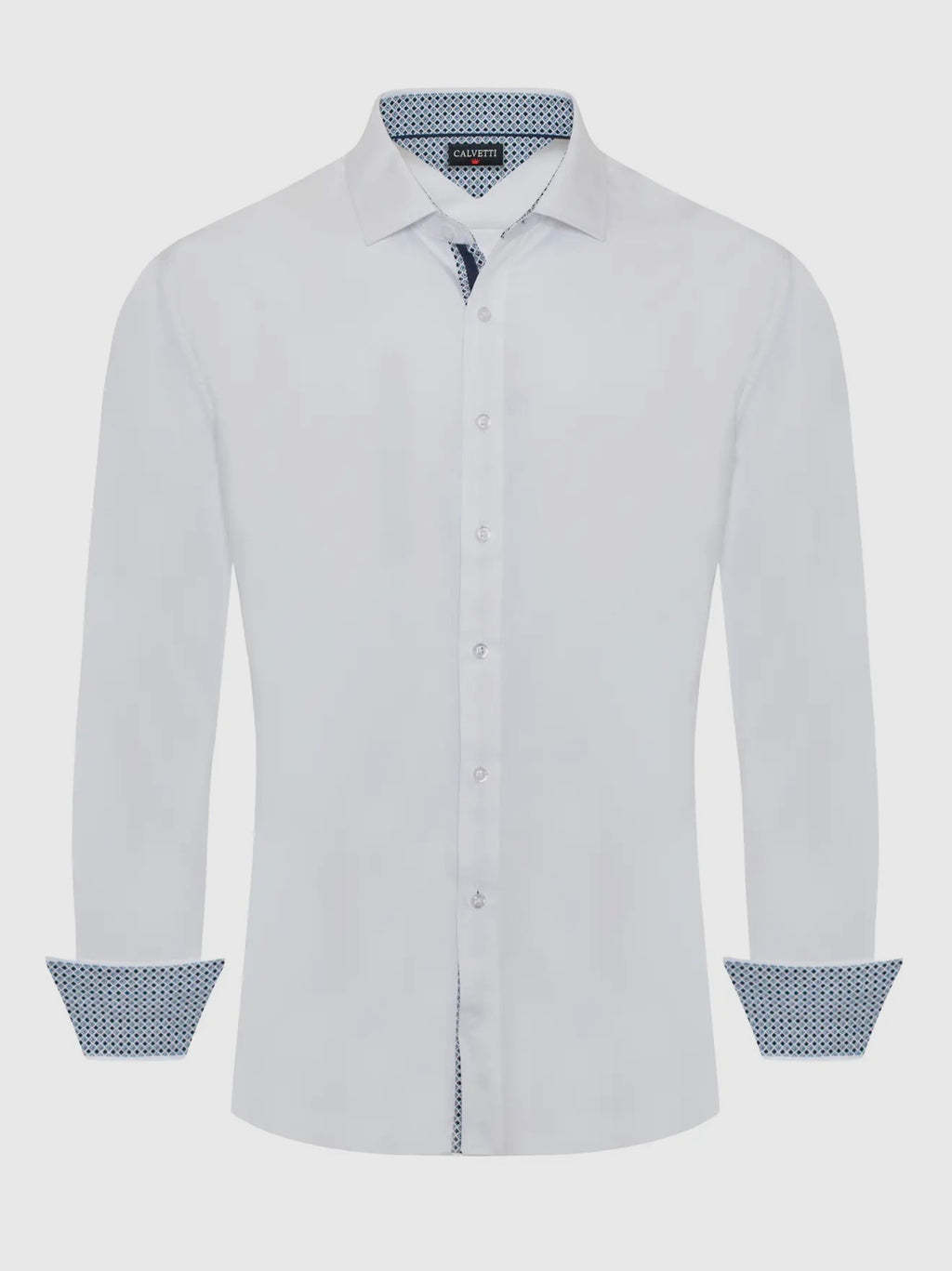 Calvetti Mens White Button Dress Shirt