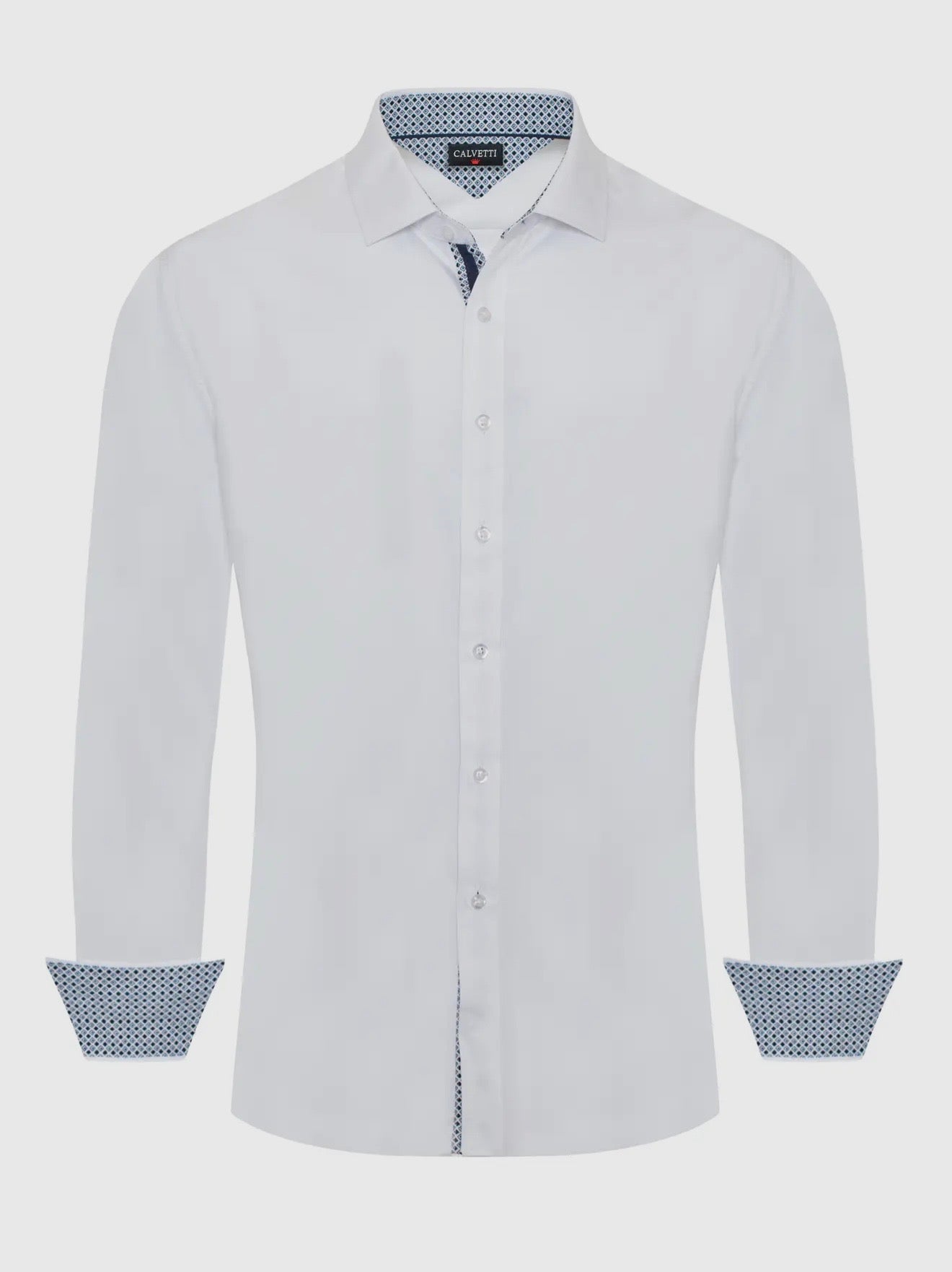 Calvetti Mens White Button Dress Shirt
