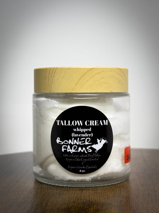 Whipped Grass-Fed Tallow Hand and Body Cream with Lavender Oil (4 oz)