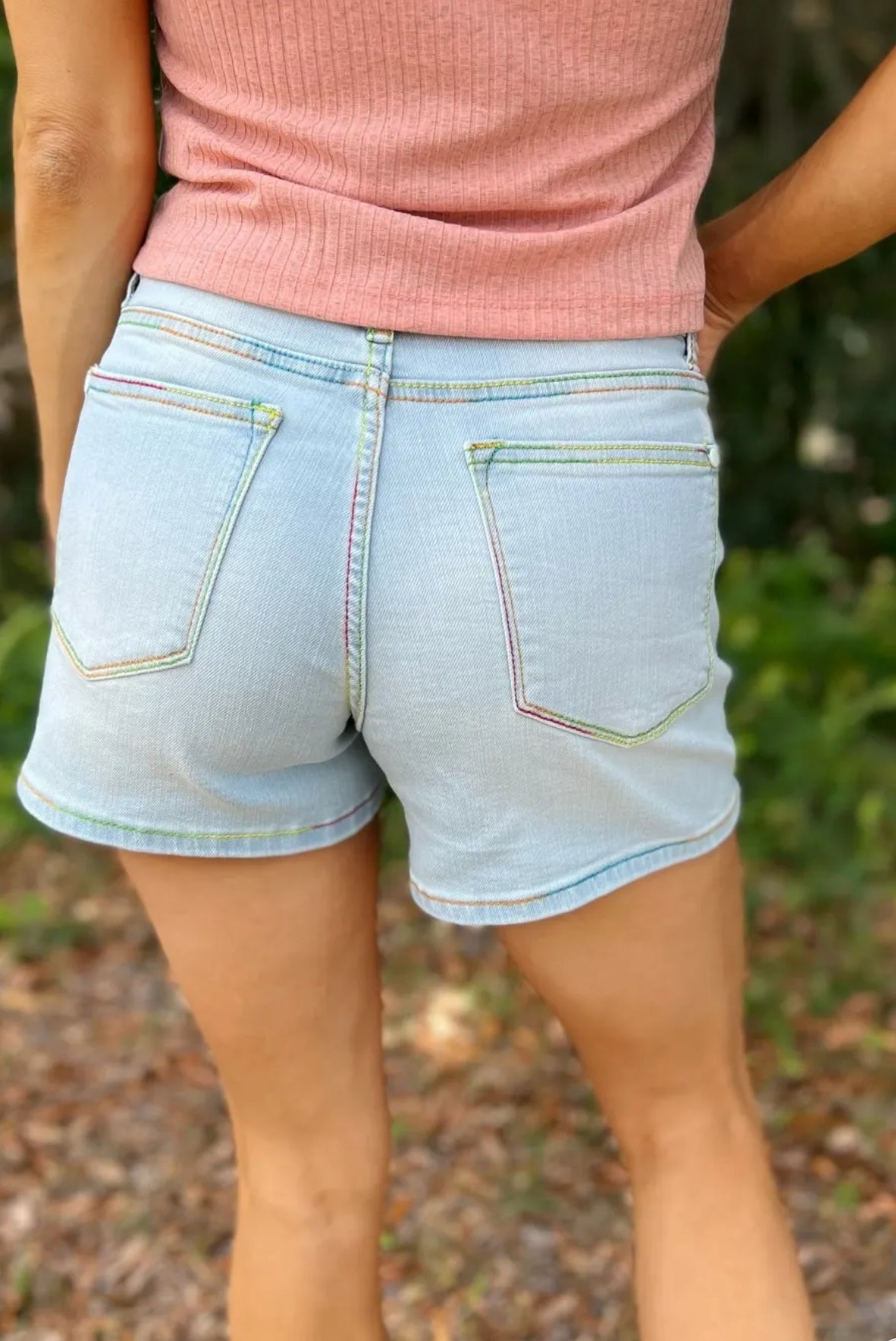 Judy Blue Over The Rainbow Midrise Rainbow Shorts