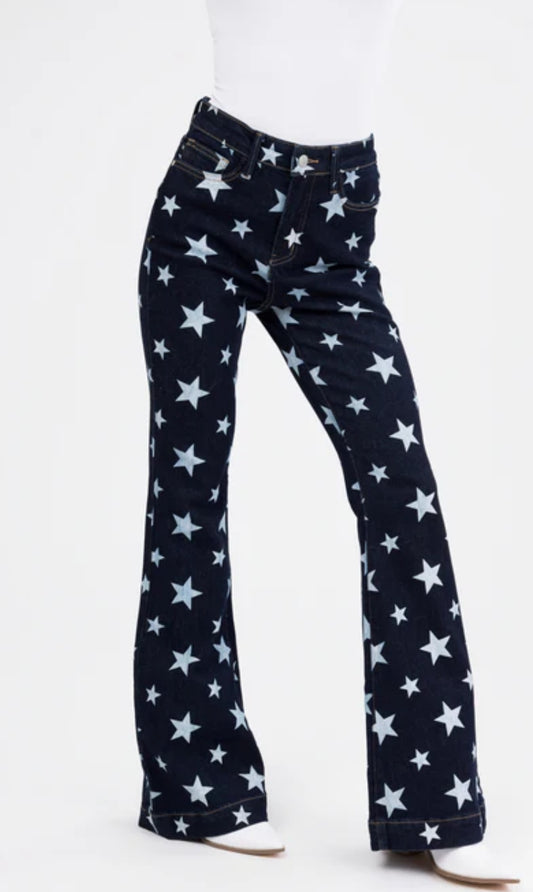 JUDY BLUE DARK WASH FLARE STAR JEANS